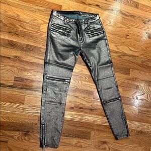 Zara Metallic PewterDenim Pants